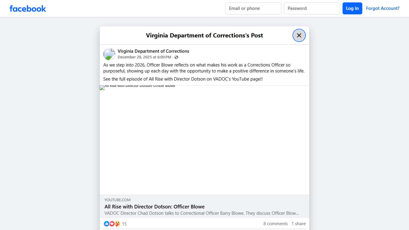 As we step into 2026,... - Virginia Department of Corrections Facebook